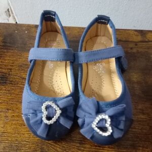 Bella Girls,Girls, Dress Shoes, Bow and Heart, Strap Closure, Size 6, Color Blue